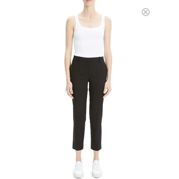 Theory Tailor Eco Crunch Cropped Trousers in Black Size 10,...